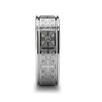 DEACON Flat Tungsten Ring Laser Engraved Celtic Crosses - 8mm - Larson Jewelers