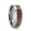 DISTILLED Whiskey Barrel Inlaid Tungsten Men's Wedding Band With Beveled Polished Edges Made From Genuine Whiskey Barrels - 8mm - Larson Jewelers