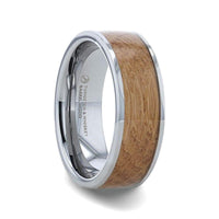 MALT Whiskey Barrel Inlaid Tungsten Men's Wedding Band With Flat Polished Edges Made From Genuine Whiskey Barrels - 8mm - Larson Jewelers