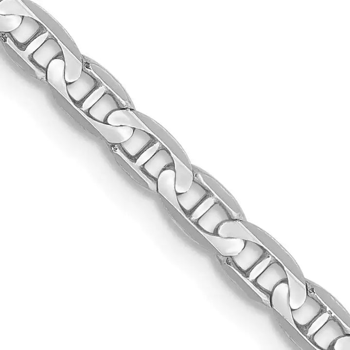 14K White Gold 3mm Concave Anchor with Lobster Clasp Chain Necklace - Larson Jewelers