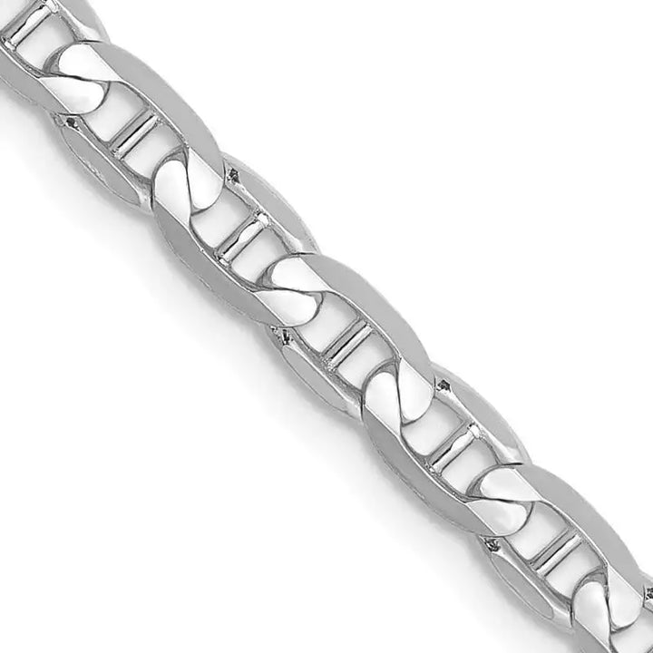 14K White Gold 3.75mm Concave Anchor with Lobster Clasp Chain Necklace - Larson Jewelers