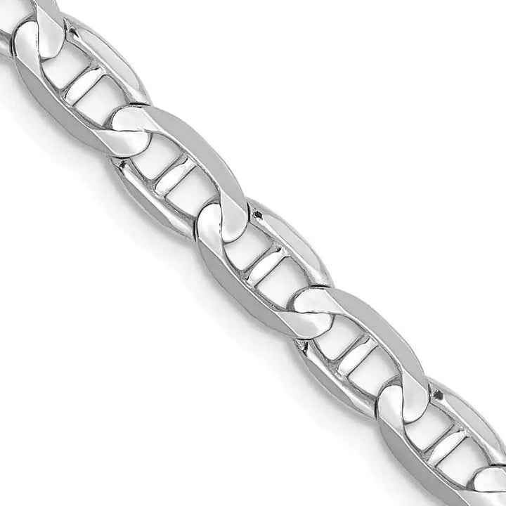14K White Gold 4.5mm Concave Anchor with Lobster Clasp Chain Necklace - Larson Jewelers