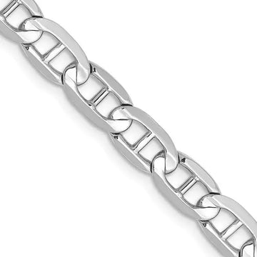 14K White Gold 5.25mm Concave Anchor with Lobster Clasp Chain Necklace - Larson Jewelers