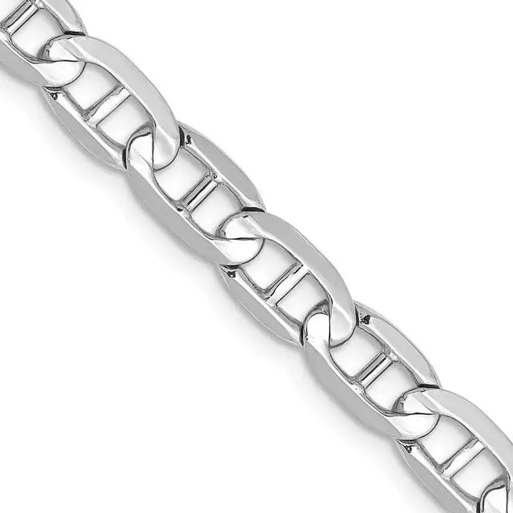 14K White Gold 5.25mm Concave Anchor with Lobster Clasp Chain Necklace - Larson Jewelers