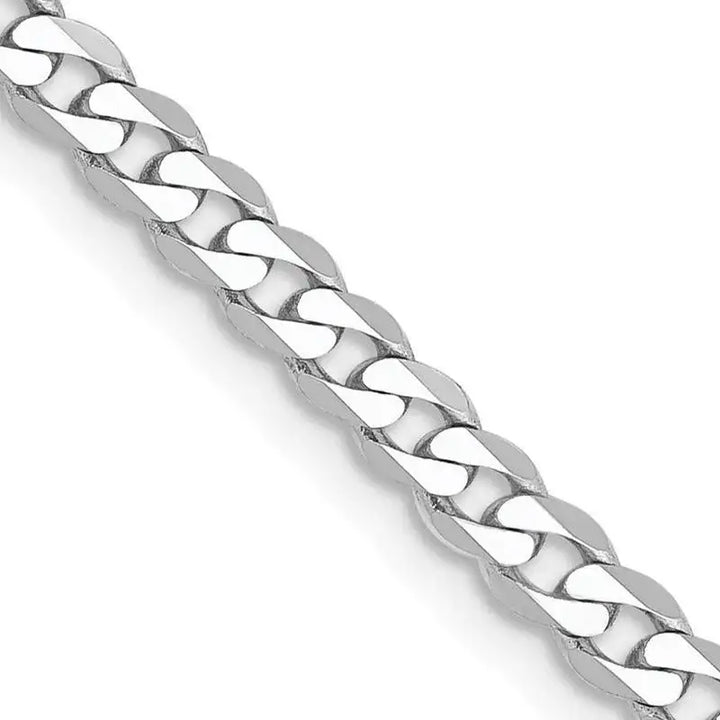 14K White Gold 2.9mm Flat Beveled Curb with Lobster Clasp Chain Necklace - Larson Jewelers