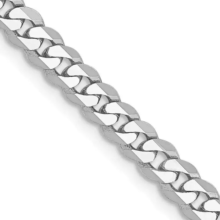 14K White Gold 3.9mm Flat Beveled Curb with Lobster Clasp Chain Necklace - Larson Jewelers