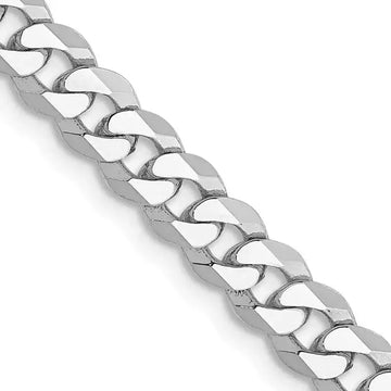 14K White Gold 4.75mm Flat Beveled Curb with Lobster Clasp Chain Necklace - Larson Jewelers