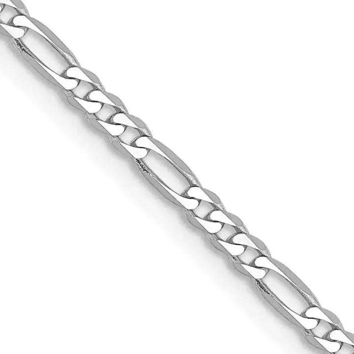 14K White Gold 2.25mm Flat Figaro with Lobster Clasp Chain Necklace - Larson Jewelers