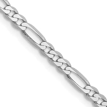 14K White Gold 2.75mm Flat Figaro with Lobster Clasp Chain Necklace - Larson Jewelers