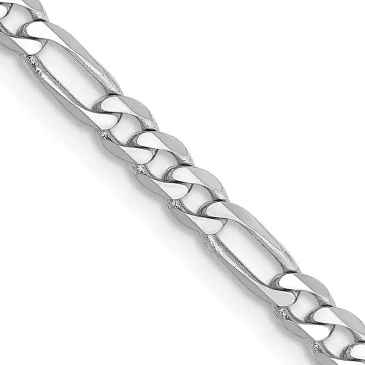 14K White Gold 3mm Flat Figaro with Lobster Clasp Chain Necklace - Larson Jewelers