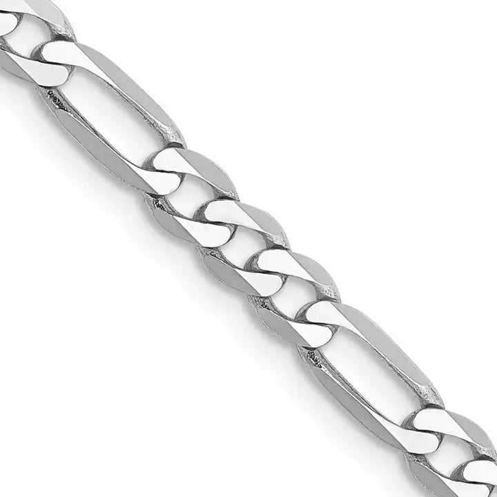 14K White Gold 4mm Flat Figaro with Lobster Clasp Chain Necklace - Larson Jewelers