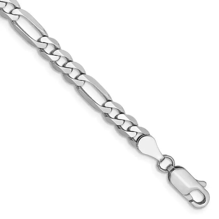 14k WG 4.5mm Flat Figaro Chain Bracelet - Larson Jewelers