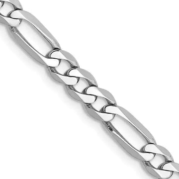 14K White Gold 4.5mm Flat Figaro with Lobster Clasp Chain Necklace - Larson Jewelers