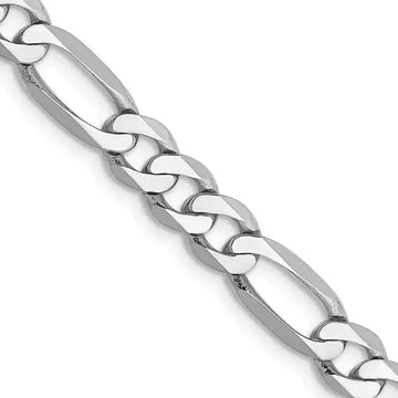 14K White Gold 5.5mm Flat Figaro with Lobster Clasp Chain Necklace - Larson Jewelers