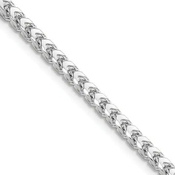 14K White Gold 3mm Franco with Fancy Lobster Clasp Chain Necklace - Larson Jewelers
