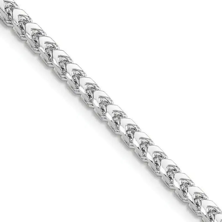 14K White Gold 3mm Franco with Fancy Lobster Clasp Chain Necklace - Larson Jewelers