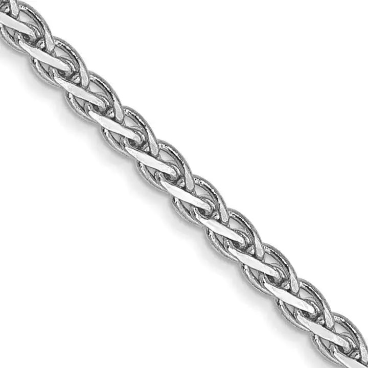 14K White Gold 20 inch 1.9mm Flat Wheat with Lobster Clasp Chain Necklace - Larson Jewelers