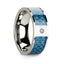 Flat 14k White Gold with Blue Carbon Fiber Inlay & White Diamond Setting - 8mm - Larson Jewelers