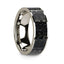 Flat 14k White Gold with Blue Dinosaur Bone Inlay and Polished Edges - 8mm - Larson Jewelers