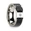 Flat 14k White Gold with Blue Dinosaur Bone Inlay & White Diamond Setting - 8mm - Larson Jewelers