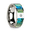 Flat 14k White Gold with Mother of Pearl Inlay & White Diamond Setting - 8mm - Larson Jewelers