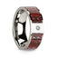 Flat 14k White Gold with Red Dinosaur Bone Inlay & White Diamond Setting - 8mm - Larson Jewelers