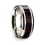 14k White Gold Polished Beveled Edges Wedding Ring with Black and Red Carbon Fiber Inlay - 8 mm - Larson Jewelers