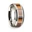 14k White Gold Polished Beveled Edges Wedding Ring with Zebra Wood Inlay - 8 mm - Larson Jewelers