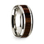 14k White Gold Polished Beveled Edges Wedding Ring with Black Walnut Inlay - 8 mm - Larson Jewelers