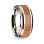 14k White Gold Polished Beveled Edges Wedding Ring with Sapele Inlay - 8 mm - Larson Jewelers