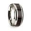 14k White Gold Polished Beveled Edges Wedding Ring with Ebony Wood Inlay - 8 mm - Larson Jewelers