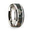 14k White Gold Polished Beveled Edges Wedding Ring with Coprolite Inlay - 8 mm - Larson Jewelers