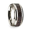 14k White Gold Polished Beveled Edges Wedding Ring with Dark Deer Antler Inlay - 8 mm - Larson Jewelers