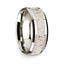 14k White Gold Polished Beveled Edges Wedding Ring with White Deer Antler Inlay - 8 mm - Larson Jewelers