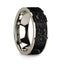 Flat Polished 14k White Gold Wedding Ring with Lava Rock Inlay - 8 mm - Larson Jewelers