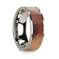 Flat Polished 14k White Gold Wedding Ring with Olive Wood Inlay - 8 mm - Larson Jewelers