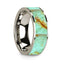 Flat Polished 14k White Gold Wedding Ring with Turquoise Inlay - 8 mm - Larson Jewelers