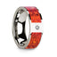 Red Opal Inlaid Polished 14k White Gold Men’s Wedding Ring with Diamond Accent - 8mm - Larson Jewelers