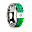 Men’s Polished 14k White Gold & Green/Blue Opal Inlay Wedding Ring with Diamond - 8mm - Larson Jewelers
