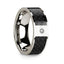 Black Carbon Fiber Inlaid 14k White Gold Polished Ring with Diamond Accent - 8mm - Larson Jewelers