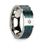 Diamond Accented 14k White Gold Men’s Wedding Ring with Black & Green Carbon Fiber Inlay - 8mm - Larson Jewelers