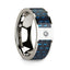 Polished 14k White Gold Diamond Wedding Ring with Blue & Black Carbon Fiber Inlay - 8mm - Larson Jewelers