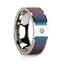 14k Polished White Gold Wedding Ring with Blue & Purple Color Changing Inlay & Diamond - 8mm - Larson Jewelers