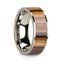 Men’s Polished 14k White Gold & Zebra Wood Inlay Flat Wedding Ring - 8mm - Larson Jewelers