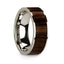 Polished 14k White Gold Men’s Ring with Black Walnut Wood Inlay 8mm - Larson Jewelers