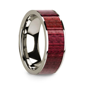 Purpleheart Inlaid 14k White Gold Men’s Wedding Band with Polished Finish - 8mm - Larson Jewelers