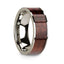 Polished 14k White Gold Men’s Wedding Band with Redwood Inlay - 8mm - Larson Jewelers