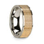 Polished 14k White Gold Men’s Wedding Ring with Ash Wood Inlay - 8mm - Larson Jewelers