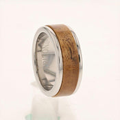 8mm White Tungsten Carbide Ring with Wood Center and Round Edge - Larson Jewelers