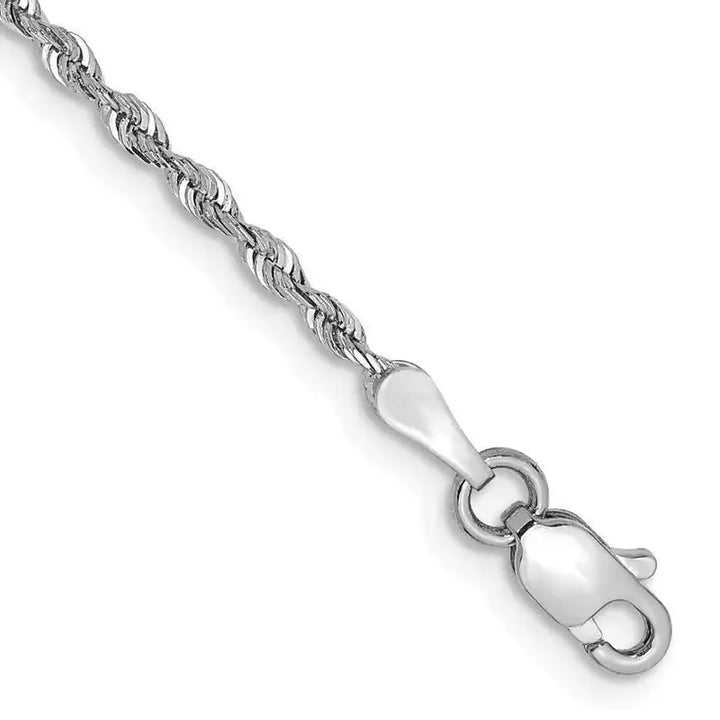 14K White Gold 7 Inch 1.85mm Diamond-cut Quadruple Rope Lobster Clasp Chain Bracelet - Larson Jewelers